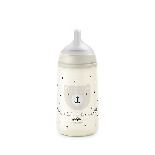 Biberón 270Ml Fisio. 3-6M Flujo M - Bears Gris Suavinex
