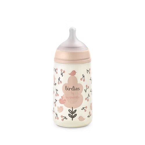 Biberón 270Ml Fisio. 3-6M Flujo M - Birdies Rosa Suavinex