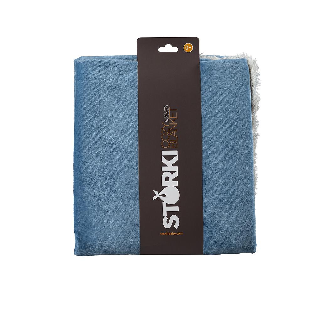 Manta azul y beige Storki