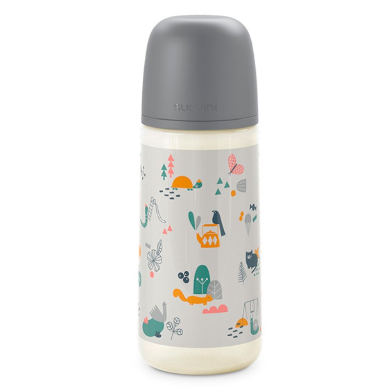 Biberon PP 360ml Anat Silic +6m 2L - Gris Suavinex