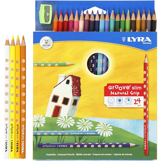Lapices 24 colores Groove slim + sacapuntas Lyra