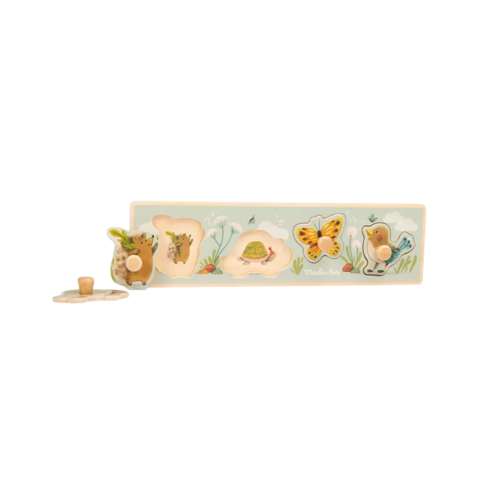Puzzle Encajable 4 Animales Trois Petits Lapins Moulin Roty