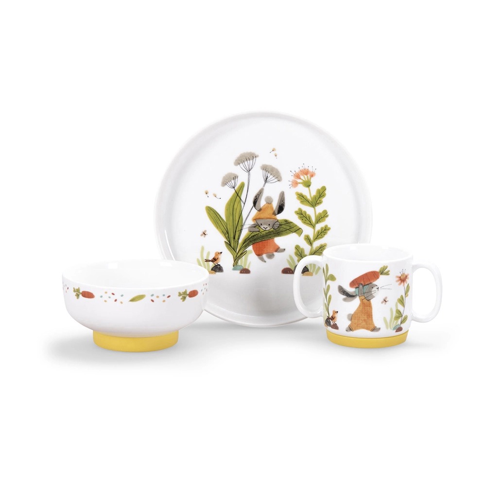 Set Vajilla De Porcelana Trois Petits Lapins Moulin Roty