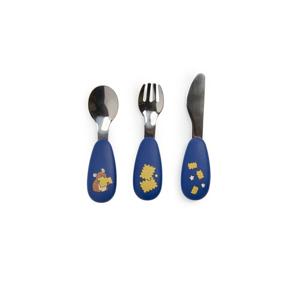 Set De Cubiertos Silicona Puce &amp; Pilou Moulin Roty