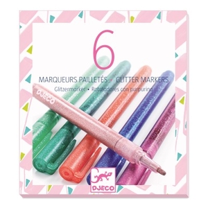 6 Glitter Markers - Sweet Design By By Djeco