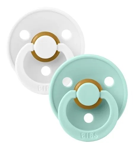 [110275] Colour 2 Pack Latex Size 1 White/Mint Bibs