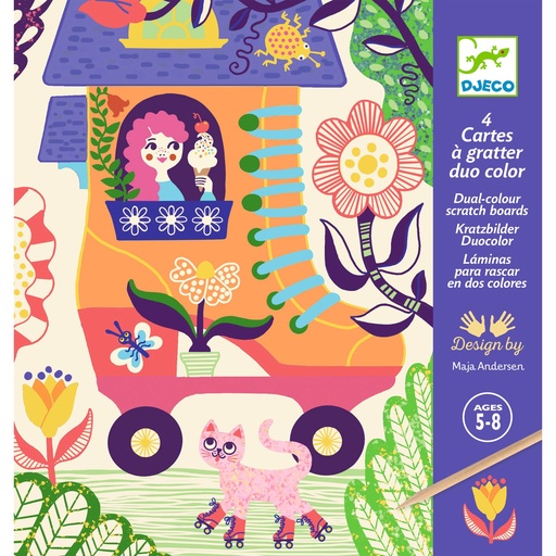 [DJ09713] Cartes A Gratter Duocolor - Wacky Houses - Fsc Mix (Packagin