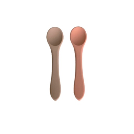 [608011944179] Cucharas x 2 silicona rosado y beige Storki