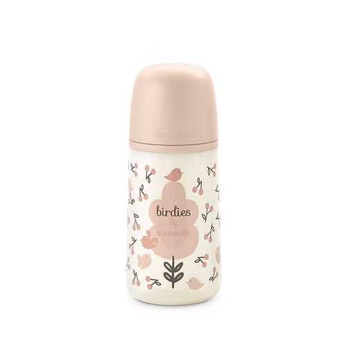 [8426420904803] Biberón 270Ml Fisio. 3-6M Flujo M - Birdies Rosa Suavinex