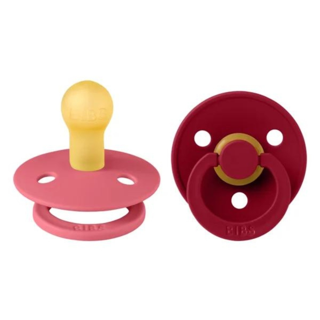 Colour 2 Pack Latex Size 1 Coral/Ruby Bibs