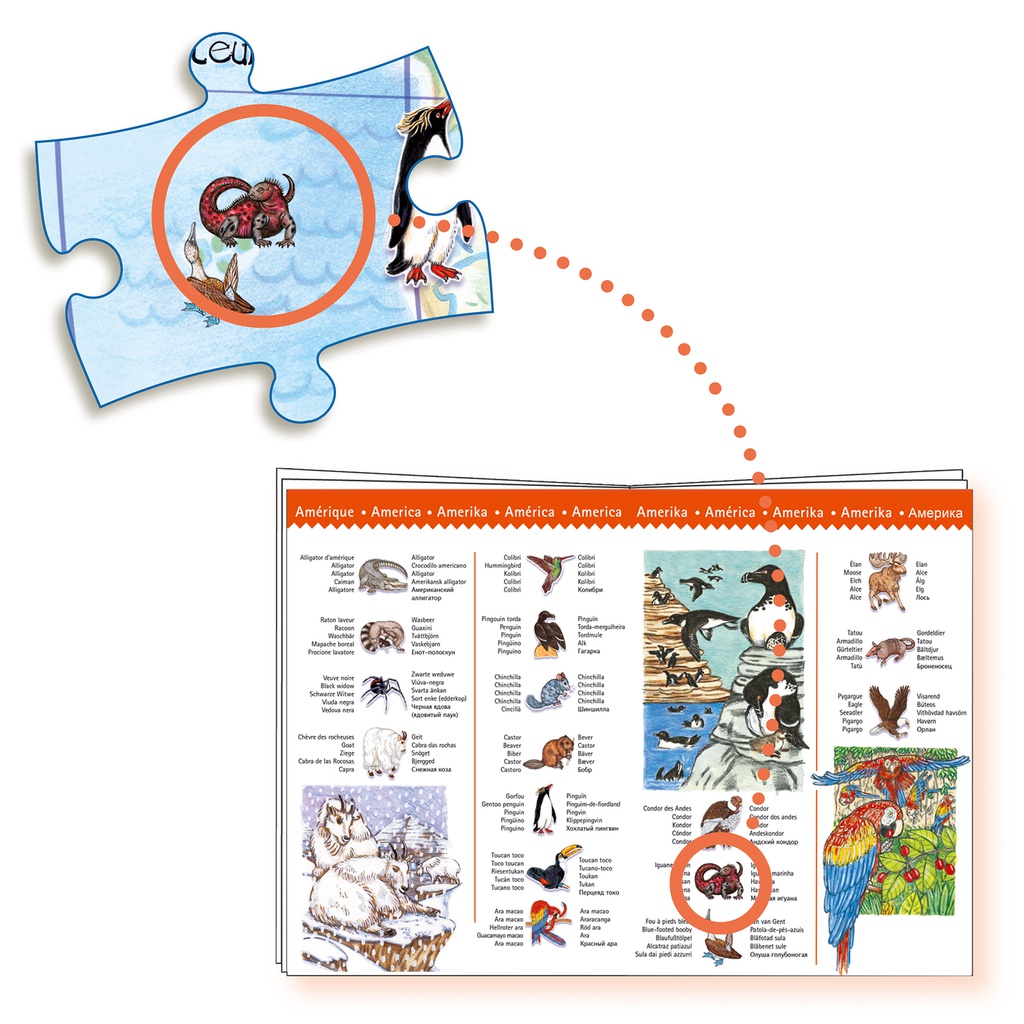 World'S Animals + Booklet - 100 Pcs Djeco