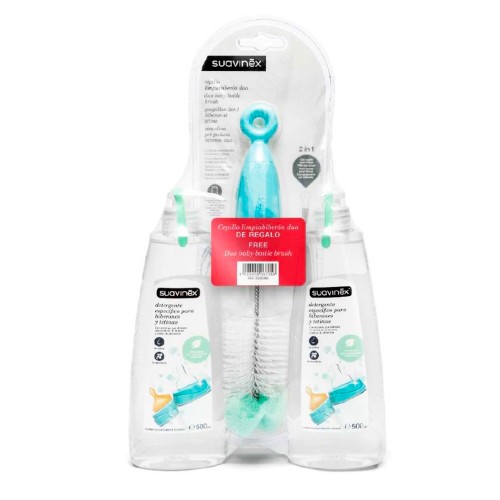 Pack 2 detergente 500ml + cepillo limpiabiberon SUAVINEX