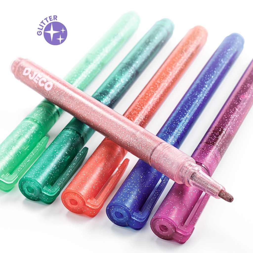 6 Glitter Markers - Sweet Design By By Djeco
