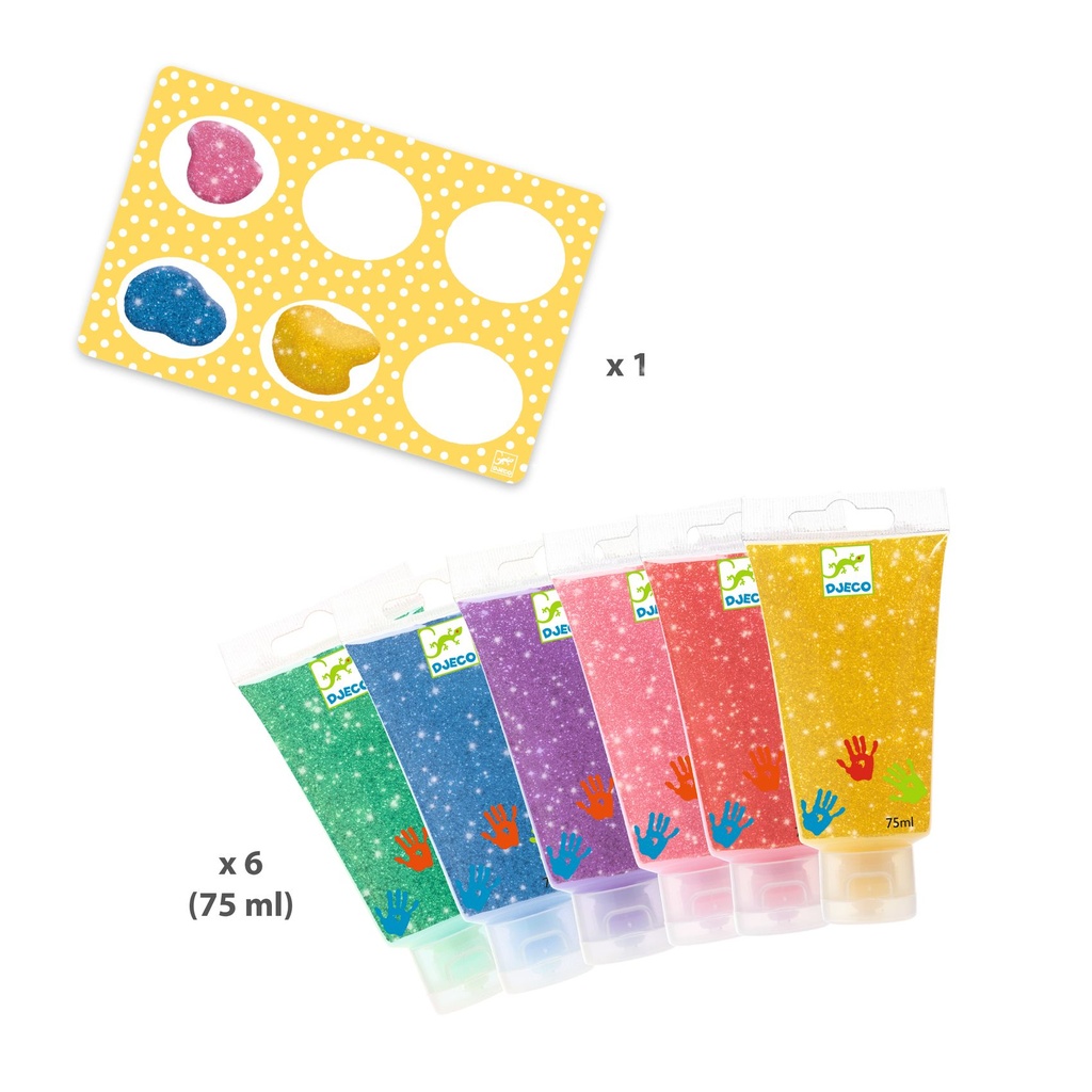 6 Tubes Of Finger Paint - Glitter Djeco