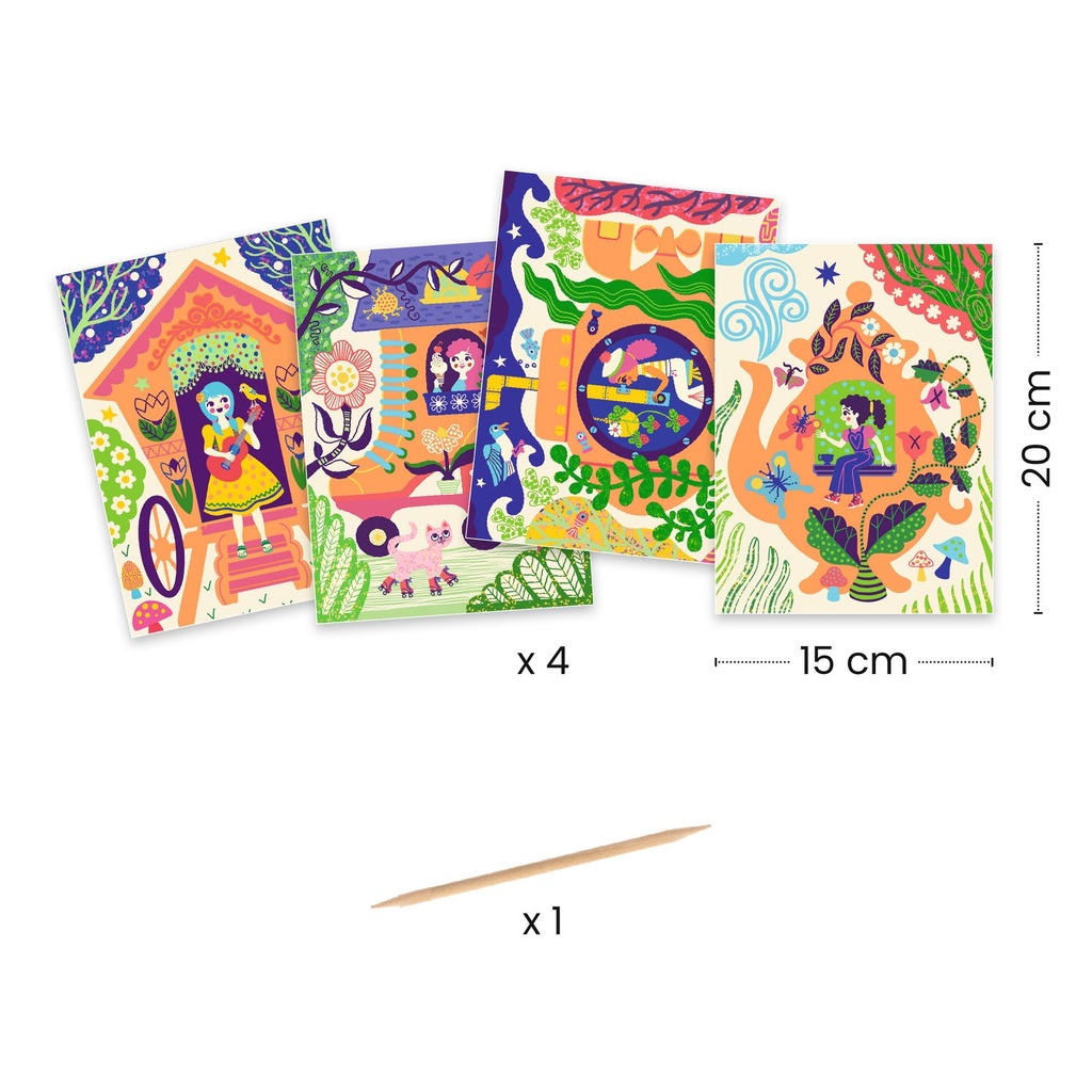 Cartes A Gratter Duocolor - Wacky Houses - Fsc Mix (Packagin