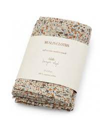 3 Pack Muslin Cloth Gots - Flower Field Konges Sløjd