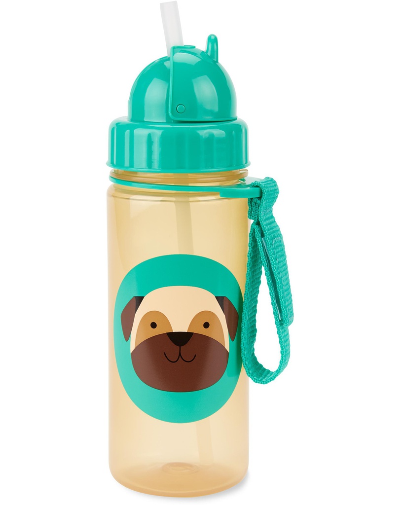 Zoo Straw Bottle PP 390 ml - Pug Skip Hop