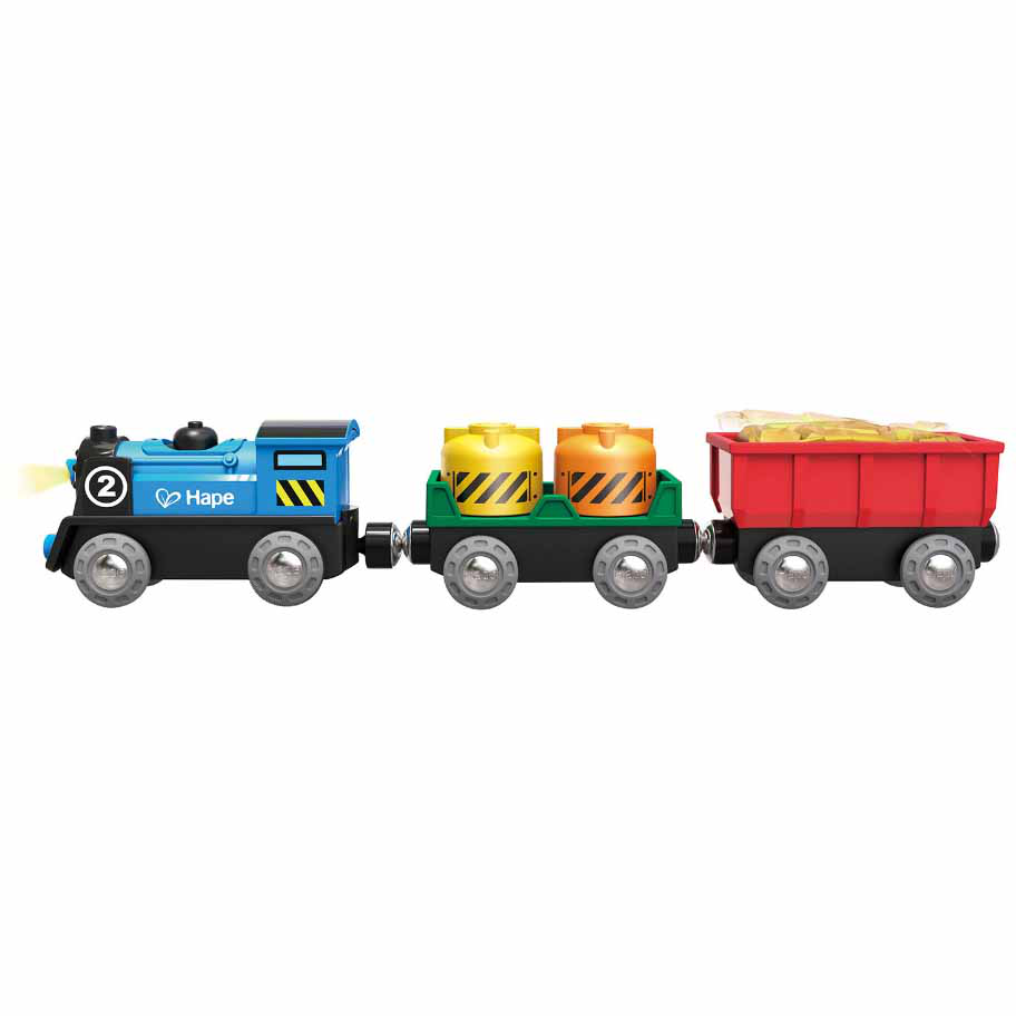 Locomotora y vagones de carga a pila Hape