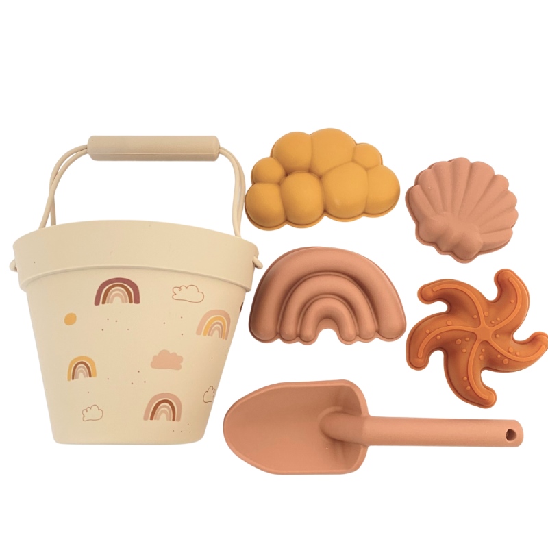Set de balde con pala y moldes arcoiris Hopping