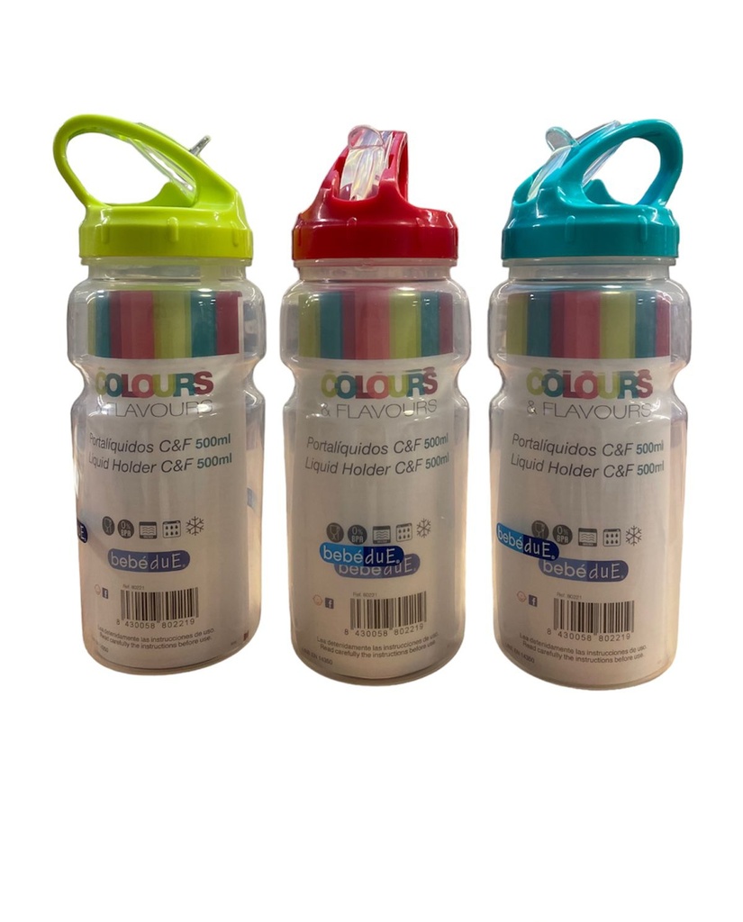 Botella plastico 500ml (verde, rojo, aqua)
