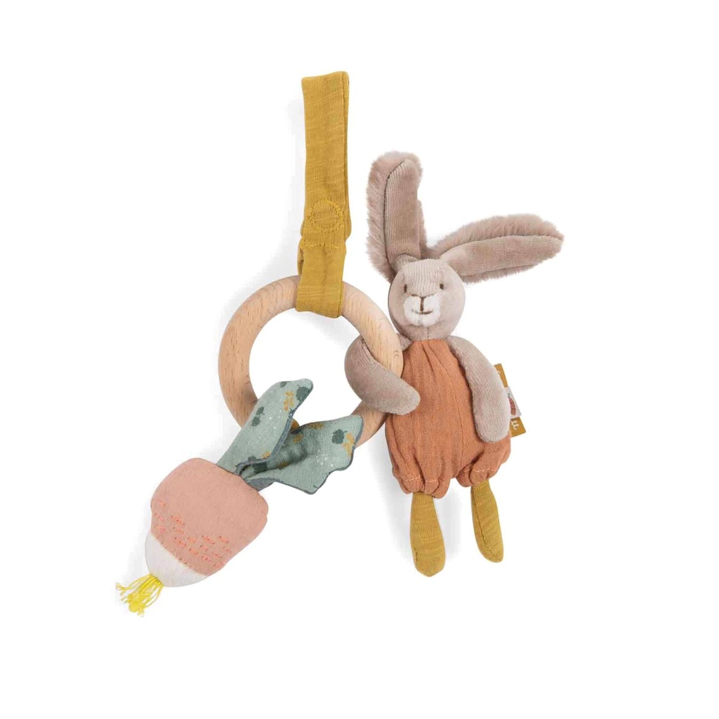 Rabbit Wooden Ring Rattle Trois Petits Lapins Moulin Roty