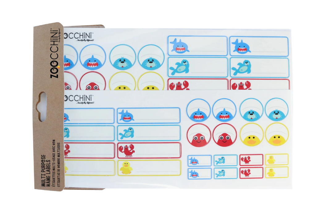 Etiquetas multiuso resistenes al agua Tiburon Zoocchini