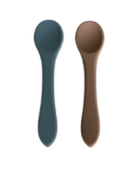 Cucharas x 2 silicona celeste y beige Storki