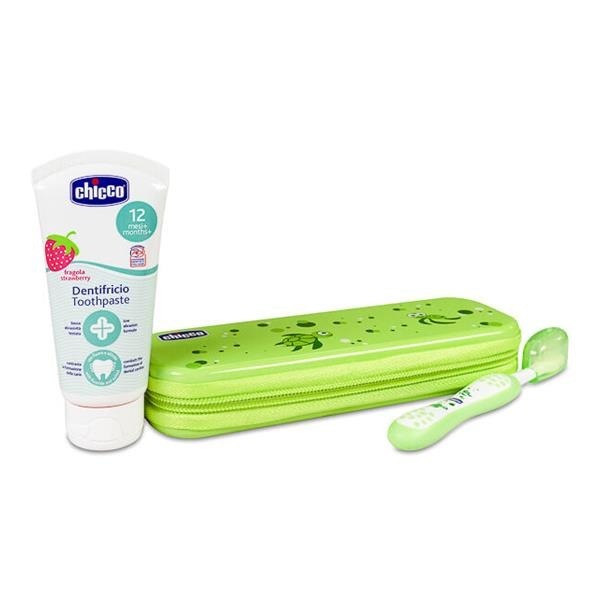 Set cepillo + pasta de dientes 6-36m verde Chicco