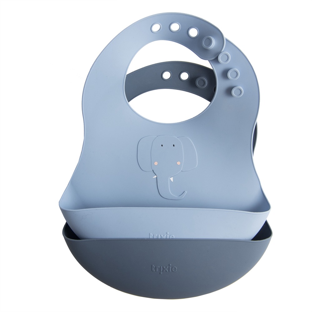 Silicone Bib 2-Pack - Mrs, Elephant Trixie
