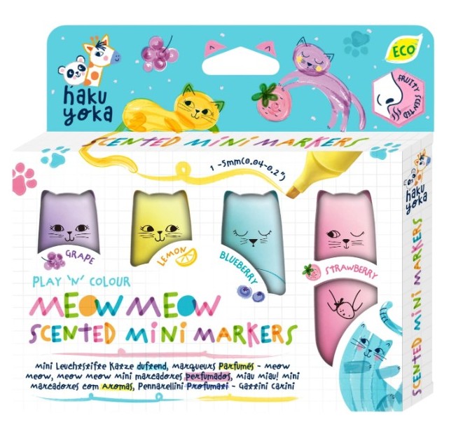 Pack 4 Marcadores Perfumados Gatos Haku Yoka