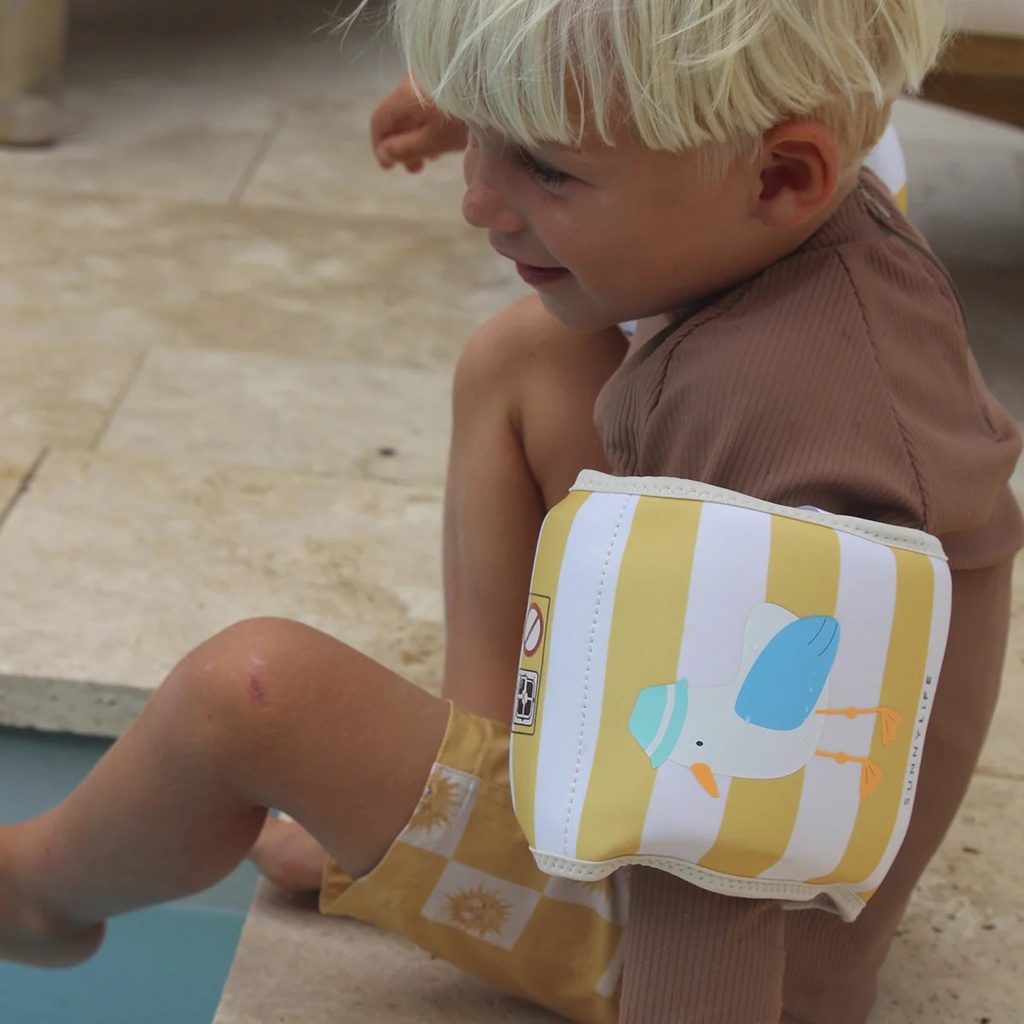 Kids Floaties Sid The Seagull Mustard Stripe Sunnylife