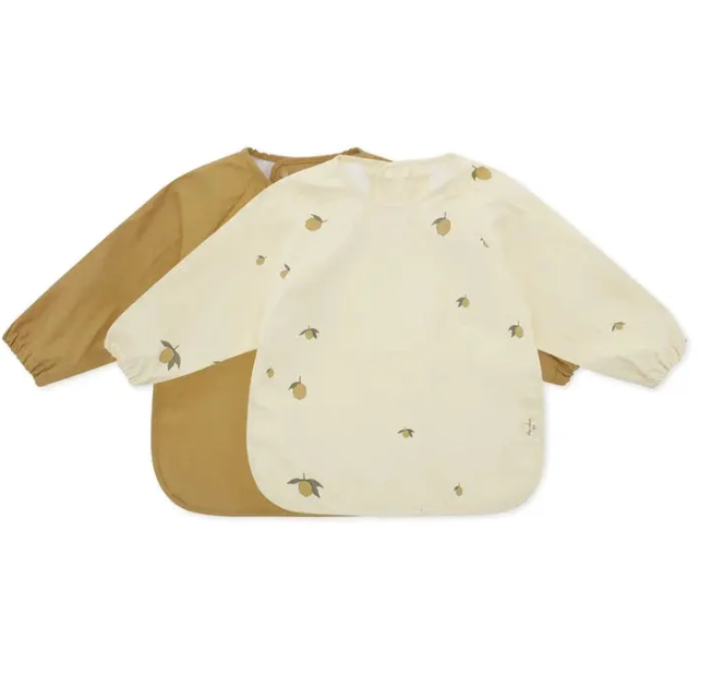 2 Pack Dinner Bib With Sleeves Lemon Konges Slojd