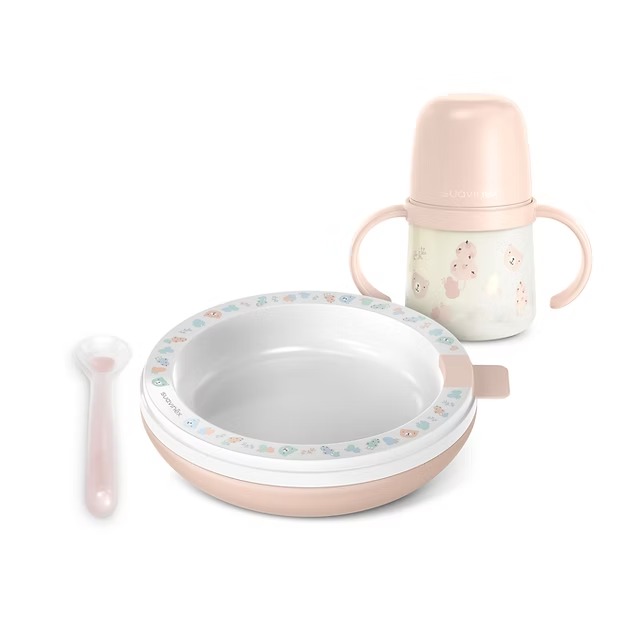 Vaso + Plato Termico + Cuchara 3 Uds - Prints Rosa Suavinex