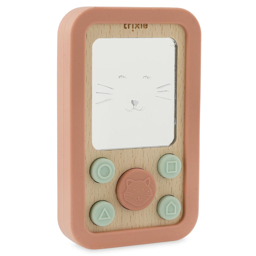 Wooden Silicone Baby Phone - Mrs, Cat Trixie