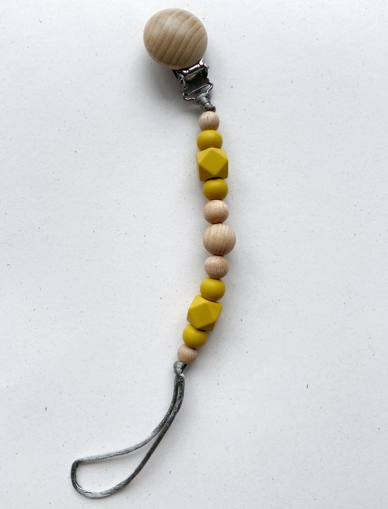 Clip Chupete Madera Mostaza Nansu