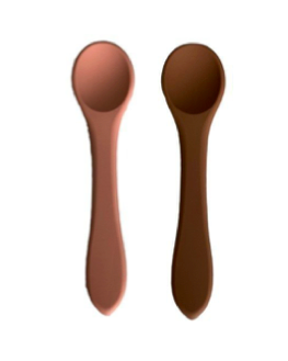 Cucharas x 2 silicona rosado y arcilla Storki