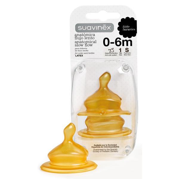 Tetina Anat. 0-6M Flujo S Pack 2 Uds Látex Suavinex