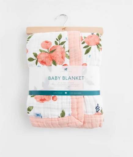 [UB2110] Cotton Muslin Baby Blanket - Watercolor Roses Little Unicorn