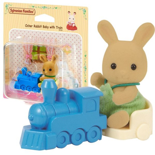 [5134] Ocher Rabbit Baby With Train Sylvanian Families