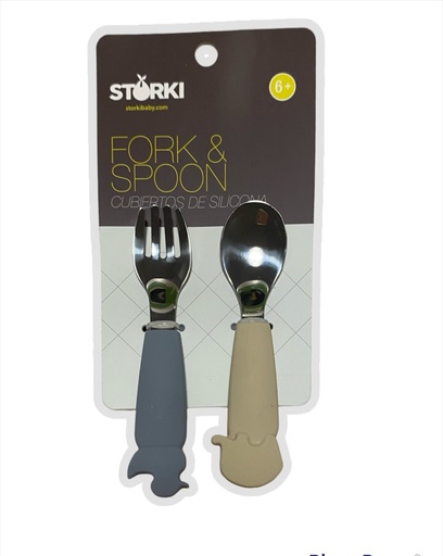 [SFSSF01-1115] Pack cuchara y tenedor acero arena/celeste Storki