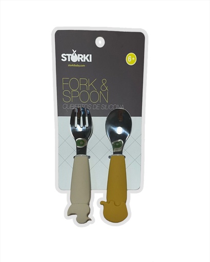[SFSSF01-511] Pack cuchara y tenedor acero mostaza/arena Storki