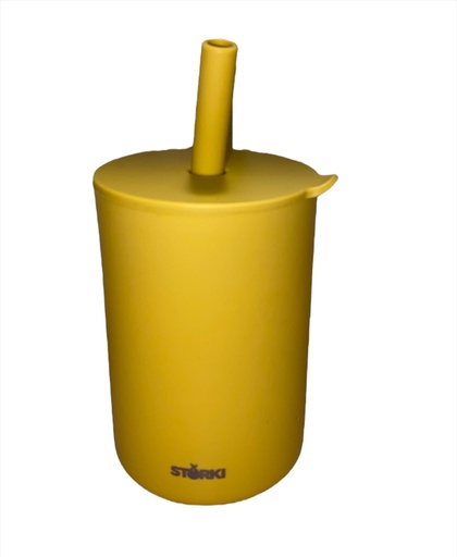 [SFSSS01-5] Vaso silicona con pajita Mostaza Storki