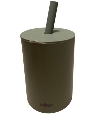 [SFSSS01-3] Vaso silicona con pajita Verde Storki