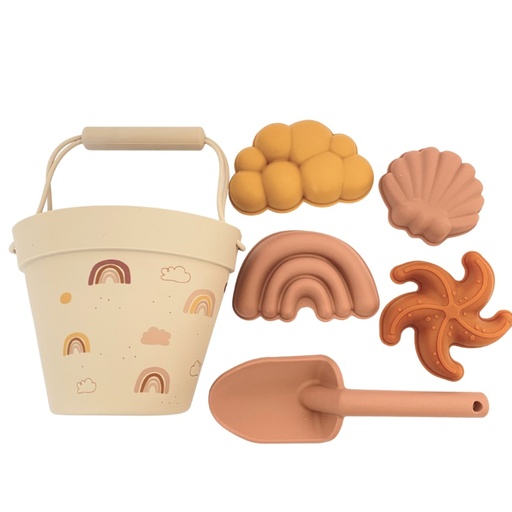 [HOPP63] Set de balde con pala y moldes arcoiris Hopping