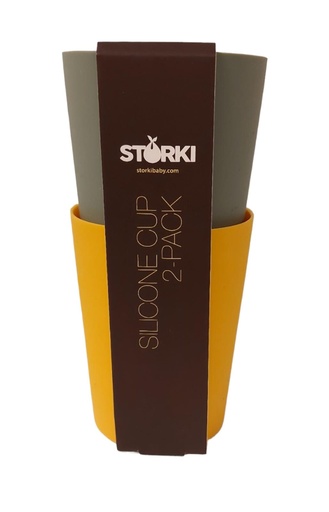 [608011944872] Pack x2 vasos silicona verde y mostaza Storki