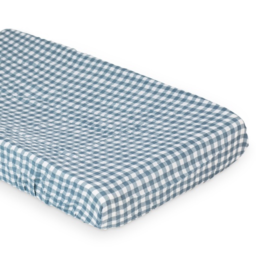 [628233457226] Cubre cambiador Muselina Navy Gingham Lulujo (81 x 43 cm)