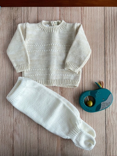 [PK27] Set batita y pelele tejido doble guarda beige 0-3m Peekaboo