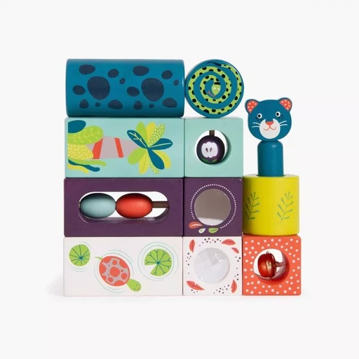 [668101] Stack-Up Activity Cubes Dans La Jungle Moulin Roty