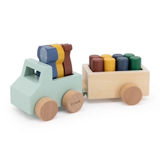 [36-807] Wooden Animal Car With Trailer Trixie