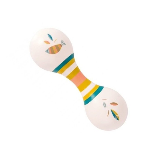 [714108] Cream Double Maracas Le Voyage D'Olga Moulin Roty